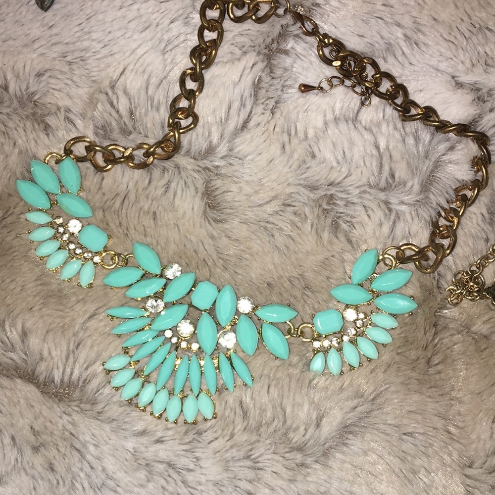 Turquoise and gold statement necklace